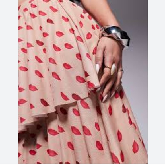 AFRM JACE RUFFLE MAXI TIERED SKIRT SMALL S NWT VALENTINES DAY - Picture 2 of 5